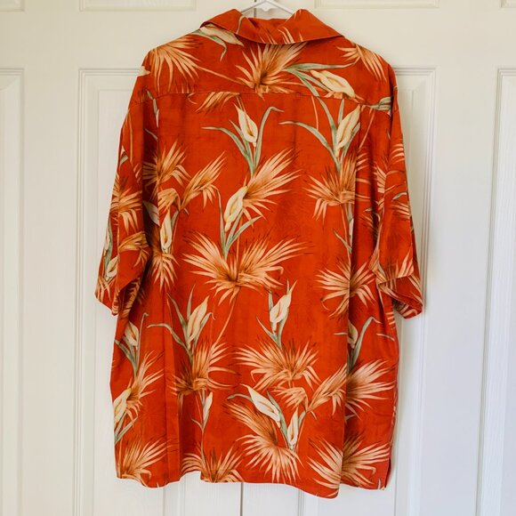 TOMMY BAHAMA Tropical  Silk  Camp Shirt Salmon Button Front Short Sleeve XXL - Picture 5 of 7